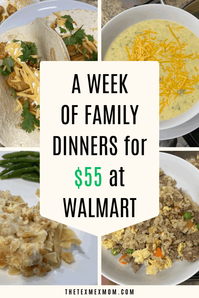 walmart budget meal plan (1) a week of family dinners for $55 at Walmart